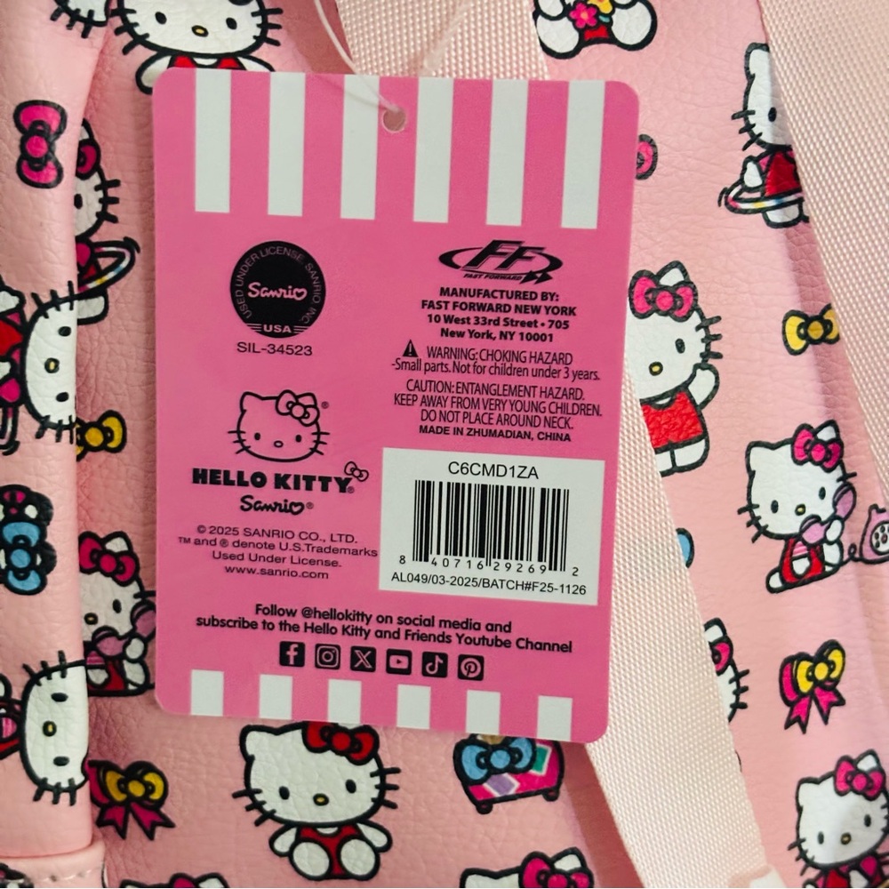 Hello Kitty Sanrio Kawaii Pink Mini Backpack Purse Diaper Bag NEW Trending - Picture 5 of 12